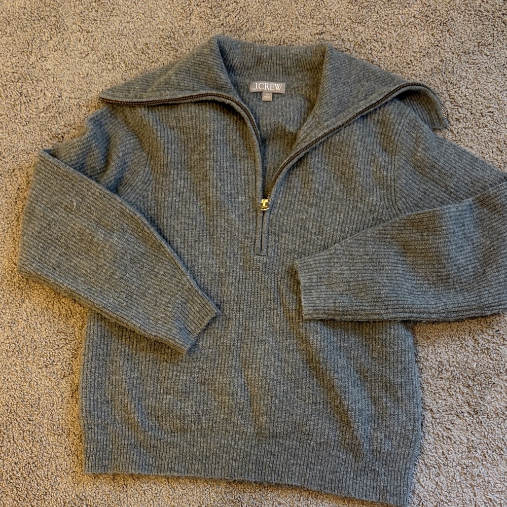 J. Crew Quarter Zip Up Sweater in Gray